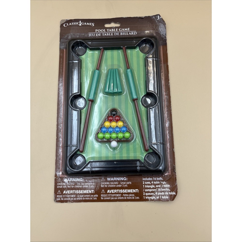 Pool Table Game Mini With Cues Legs Triangle Table & 16 Balls Classic Games NEW